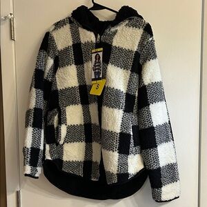Weatherproof Black and White Plaid Fleece Jacket